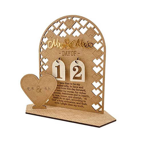 1 Set Holz-Hochzeits-Countdown-Kalender, dekoratives Ornament für Zuhause, Schlafzimmer, Schlafsaal, Party-Dekoration, Ornament von YPREWY