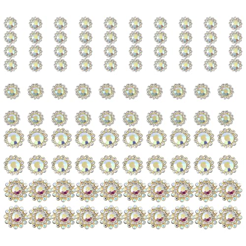 Blumen-Strasssteine zum Aufnähen, verschiedene Größen, Kristall, flache Rückseite, für Kleidung, Kleider, Schuhe, Taschen, Dekoration, 100 Stück Blumen-Strasssteine zum Aufnähen, verschiedene Größen, Kristall, flache Rückseite, für Kleidung, Kleider, Schuhe, Taschen, Dekoration, 100 Stück von YPREWY