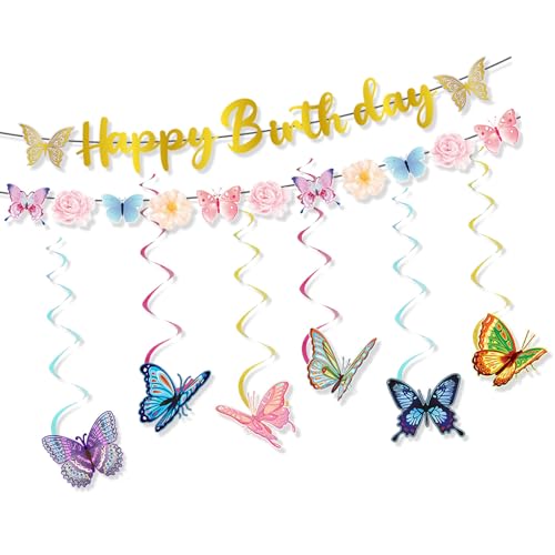 Schmetterlings-Partydekorationsset, Cupcake-Topper, dekorative Banner, Kuchenzubehör, Papierstruktur, geeignet für Festivals Schmetterlings-Partydekorationsset, Cupcake-Topper, dekorative Banner, Kuchenzubehör, Papierstruktur, geeignet für Festivals von YPREWY