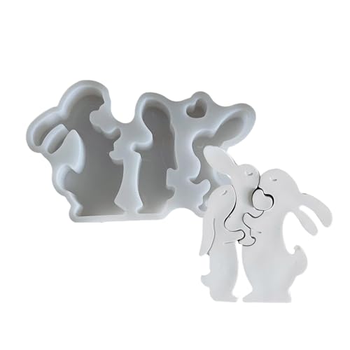 Silikonformen mit Hasenfamilienstatue, Epoxidharz, Silikonformen für Seifenherstellung, Fondant, Silikonformen zum Backen von YPREWY