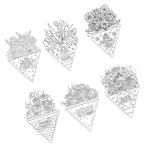 Wunderschön gestaltete Blumenstraußkarten, reich gemusterte Grußkarten, handgefertigt, Muttertag, Mutter, 6 Stück Wunderschön gestaltete Blumenstraußkarten, reich gemusterte Grußkarten, handgefertigt, Muttertag, Mutter, 6 Stück von YPREWY
