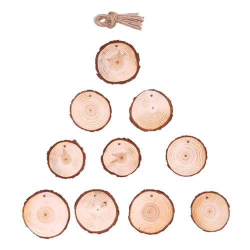 YPREWY 10 Stück DIY Holzmalerei Anhänger Weihnachten Ornamente Kits Natürliche Holzscheiben Handwerk Handgemachte Kreise Baumscheiben Kunstwerk von YPREWY