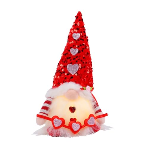 YPREWY Beleuchtete Plüschpuppen-Dekorationen, handgefertigt, Valentinstag-Zwerge, Tischplatte, leuchtende Zwerge, Valentinstag-Ornament YPREWY Beleuchtete Plüschpuppen-Dekorationen, handgefertigt, Valentinstag-Zwerge, Tischplatte, leuchtende Zwerge, Valentinstag-Ornament von YPREWY