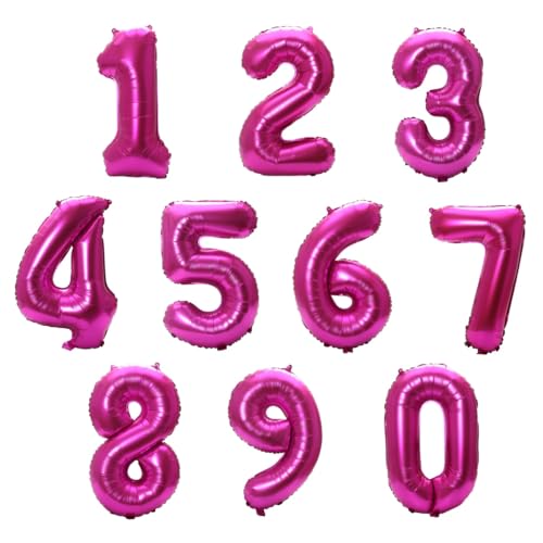 40,6 cm große Folienballons aus Mylar-Zahlen, 0-9 für Party-Dekoration (Hot Pink) von YPSelected