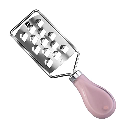 yq Handkäsereibe flach Cheese Grater, Mini-Edelstahl-Käsereibe, Küchenwerkzeug für Käse, Schokolade, Gewürze, Ingwer, Zitrusfrüchte, Zitronenzeste (rosa große grobe Reibe) von yq