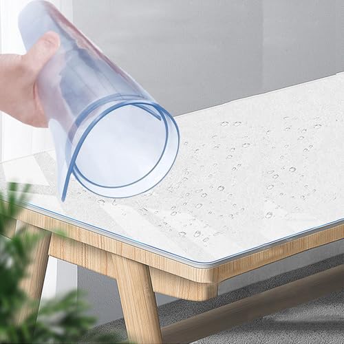 YQOLG87 PVC abwaschbar Kunststoff-Tischdecke,Klar Tisch Schutz Abdeckung,Wasserdicht Öl Beweis Transparent Tisch Matte,für Küche Kaffee Büro Esstisch,Customizable,100x100cm/39.4x39.4in-T von YQOLG87