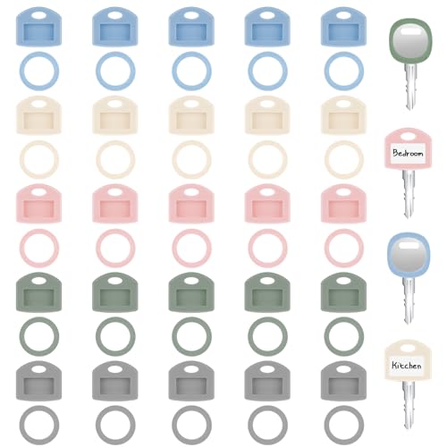 Schlüsselabdeckungen, Schlüssel-Identifikatoren, runde und quadratische Hausschlüssel-Abdeckung für Schlüsselorganisation, 40 Stück (5 Farben) von YQQYG