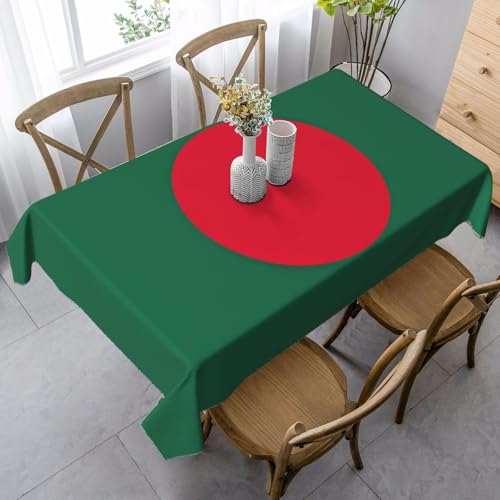 YQTGBCED Elegante rechteckige Tischdecke, Motiv: Flagge von Bangladesch, weiches Pfirsichleder, für Partys und den täglichen Gebrauch von YQTGBCED