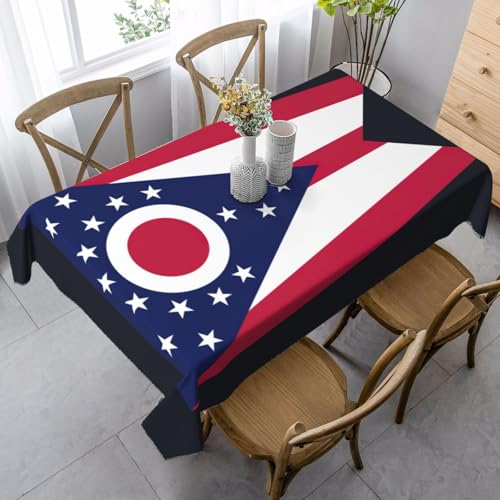 YQTGBCED Elegante rechteckige Tischdecke mit Ohio-Flaggen-Druck, weiches Pfirsichleder, für Partys und den täglichen Gebrauch von YQTGBCED