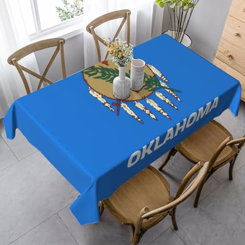 YQTGBCED Elegante rechteckige Tischdecke mit Oklahoma-Flaggen-Druck, weiches Pfirsichleder, für Partys und den täglichen Gebrauch von YQTGBCED