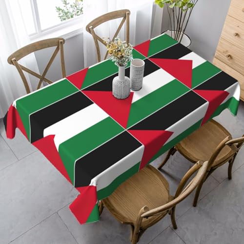 YQTGBCED Elegante rechteckige Tischdecke mit Palästina-Flagge, weiches Pfirsichleder, für Partys und den täglichen Gebrauch von YQTGBCED