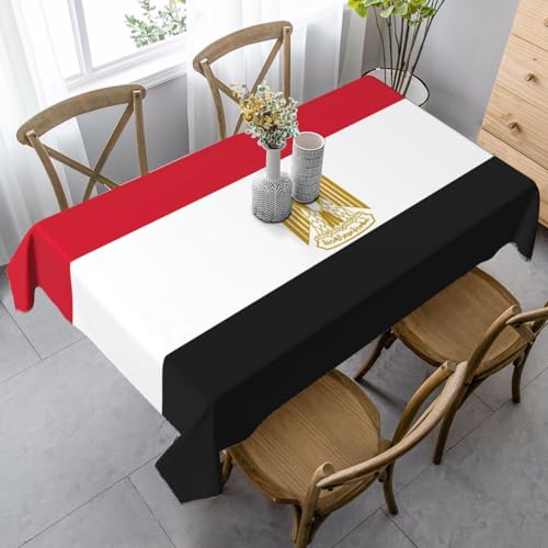 YQTGBCED Elegante rechteckige Tischdecke mit ägyptischer Flagge, weiches Pfirsichleder, für Partys und den täglichen Gebrauch von YQTGBCED