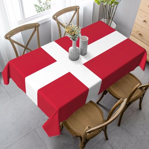 YQTGBCED Elegante rechteckige Tischdecke mit dänischem Flaggenmuster, weiches Pfirsichleder, für Partys und den täglichen Gebrauch von YQTGBCED