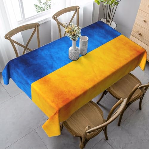 YQTGBCED Elegante rechteckige Tischdecke mit ukrainischer Flagge, weiches Pfirsichleder, für Partys und den täglichen Gebrauch von YQTGBCED