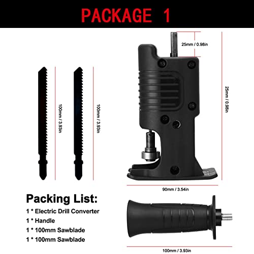 YQVEOT Säbelsäge, Elektrische Bohrmaschine modifiziert zu elektrischen Sägen Säbelsägenadapter Zubehör elektrische Sägen Bohrer zu Stichsägen Holzschneidewerkzeuge zum Schneiden(Type1 2 Sawblade) von YQVEOT