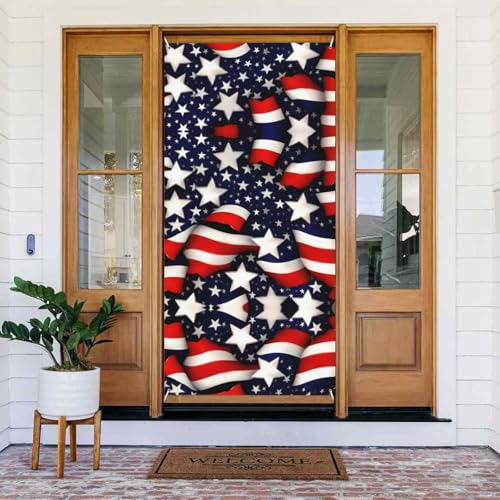 Amerikanische Flagge Sterne Streifen Druck Türabdeckung Banner Party Dekorationen Veranda Schilder für Geburtstage Indoor Outdoor von YQxwJL