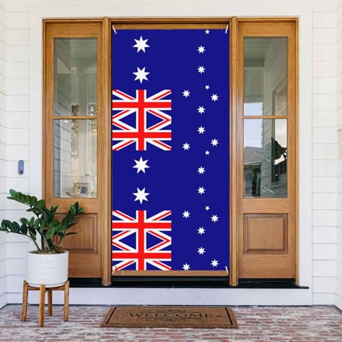 Australische Flagge Druck Türabdeckung Banner Party Dekorationen Veranda Schilder für Geburtstage Indoor Outdoor von YQxwJL