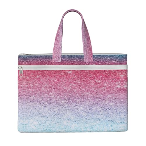 Laptop-Tragetasche, Leinen-Arbeitstasche für Damen, Lehrer, Arbeit, Reißverschluss, Kuriertasche, Blau, Rosa und Lila, Pastellfarben von YQxwJL