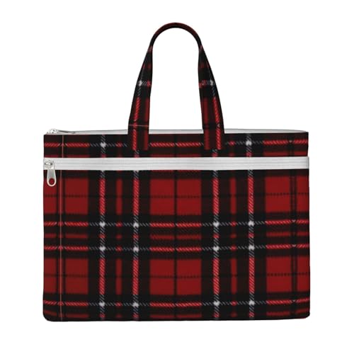 Laptop-Tragetasche, Segeltuch, Arbeitstasche für Damen, Lehrer, Arbeit, Reißverschluss, Kuriertasche, Rot und Schwarz von YQxwJL