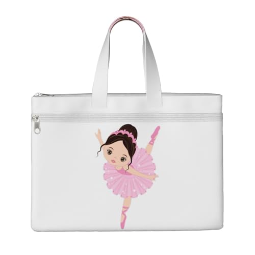 Laptop-Tragetasche mit Aufdruck "Little Ballerina Dancing Girl", Leinen-Arbeitstasche für Frauen, Lehrer, Arbeit, Reißverschluss, Aktentasche, Kuriertasche von YQxwJL