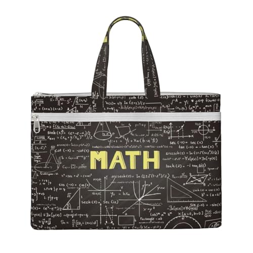 Laptop-Tragetasche mit Mathematikdruck, Canvas-Arbeitstasche für Damen, Lehrer, Arbeit, Reißverschluss, Aktentasche, Kuriertasche von YQxwJL