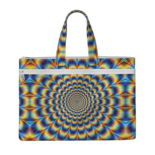 Laptop-Tragetasche mit Spiralmuster, optische Täuschung, GIF-Druck, Leinen-Arbeitstasche für Damen, Lehrer, Arbeit, Reißverschluss, Aktentasche, Kuriertasche von YQxwJL