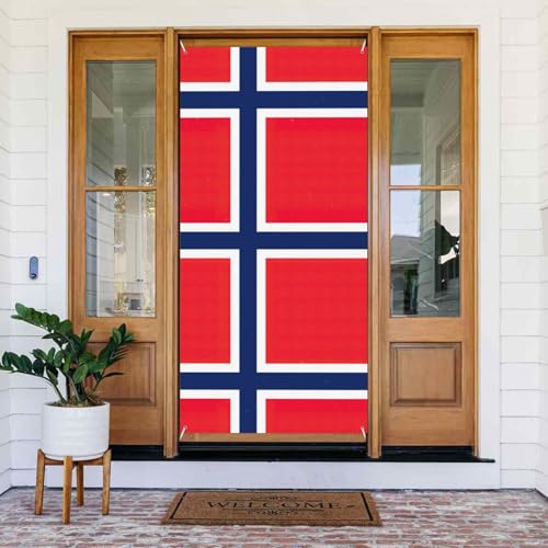 Norwegische Flagge Druck Türabdeckung Banner Party Dekorationen Veranda Schilder für Geburtstage Indoor Outdoor von YQxwJL