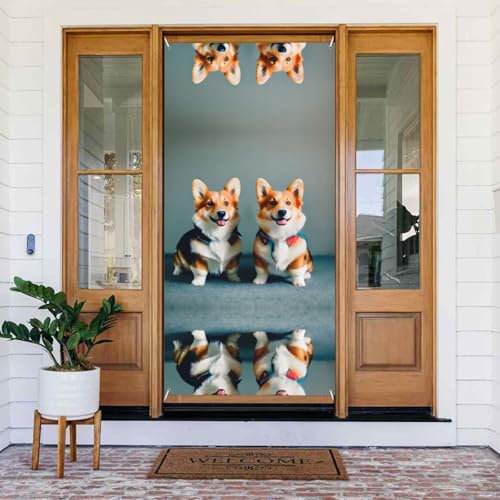 Wearing Clothes Cute Corgi Dogs Print Door Cover Banner, Party Decorations, Porch Signs, For Birthdays Indoor Outdoor Use von YQxwJL