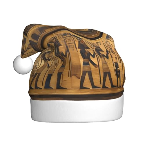 YQxwJL Ägypten Hieroglyphen Druck Plüsch Schneemann Weihnachtsdekorationen Hüte Nikolausmützen für Weihnachten Urlaub Party Supplies von YQxwJL