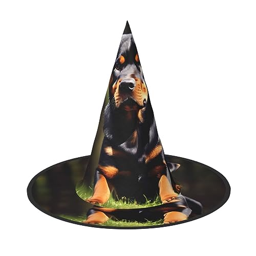 YQxwJL Rottweiler-Tapetendruck, Zaubererhüte für Erwachsene, hängende Partyhüte, Halloween-Hexenhüte, für Hof, Veranda, Dekoration von YQxwJL