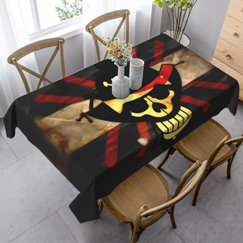 YQxwJL Tischdecke mit Piratenflaggen-Druck, rechteckig, Party-Tischdecken für Esszimmer, Party, knitterfrei, 140 x 89 cm von YQxwJL