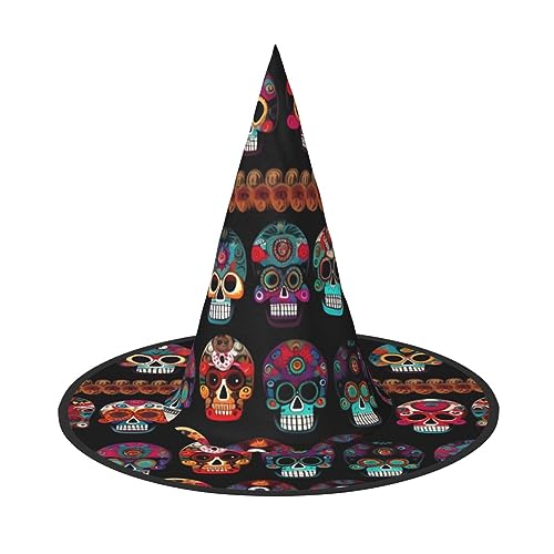 YQxwJL Zaubererhüte für Erwachsene, mexikanischer Totenkopf-Druck, hängende Partyhüte, Halloween-Hexenhüte, für Hof, Veranda, Dekoration von YQxwJL