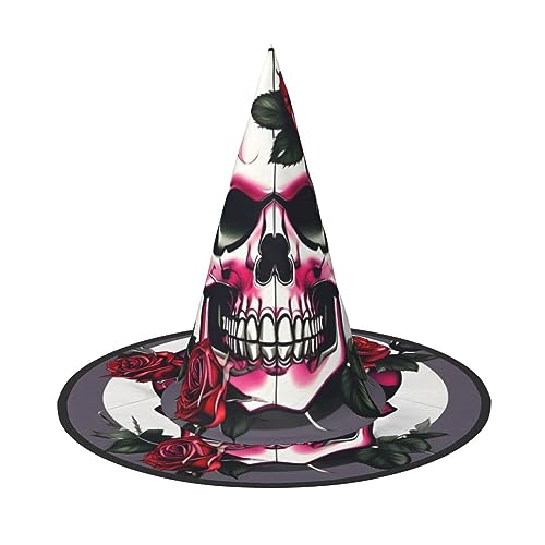 YQxwJL Zaubererhüte für Erwachsene, mit Rosen-Totenkopf-Aufdruck, hängende Partyhüte, Halloween-Hexenhüte, für Hof, Veranda, Dekoration von YQxwJL