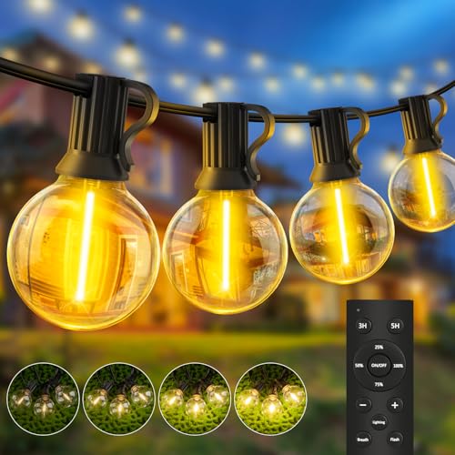 Lichterkette Led Außen Outdoor Strom: 20M Aussen Beleuchtung 25+2 G40 Garten Glühbirnen Balkon Pavillon Lichterketten Terrasse Party String Lights IP44 Wetterfest mit Fernbedienung Gartenbeleuchtung von YRATERVSR