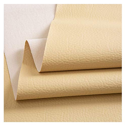 140cm/55.1inch Breiter Kunstleder-Polsterstoff Meterware Litchi Texture Wasserdichtes Vinyl-Kunstleder für Autositze, Sofastuhlmöbel, Basteln(Beige,1.4X3m) von YREAJZVS