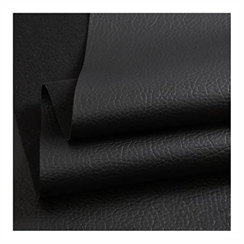 Texturiert Lederstoff Meterware 140cmX100cm Kunstleder Stoff Litchi Bezugs Polsterstoff Viele Farben in Lederoptik Zum Nähen und Beziehen(Black,1.4X10m) von YREAJZVS