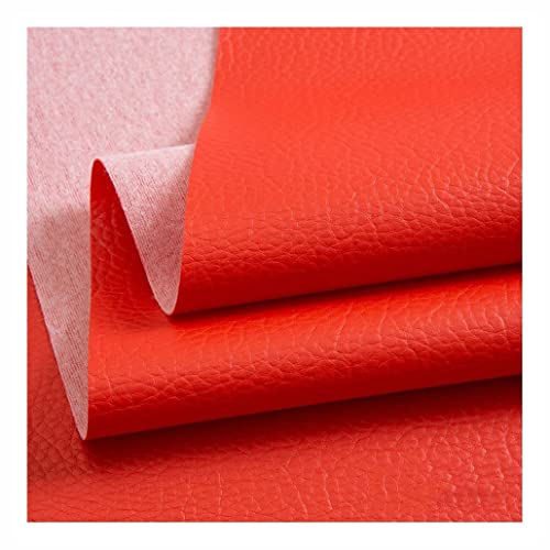 Texturiert Lederstoff Meterware 140cmX100cm Kunstleder Stoff Litchi Bezugs Polsterstoff Viele Farben in Lederoptik Zum Nähen und Beziehen(Red,1.4X1m) von YREAJZVS