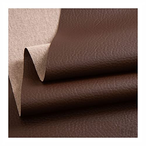 Texturiert Lederstoff Meterware 140cmX100cm Kunstleder Stoff Litchi Bezugs Polsterstoff Viele Farben in Lederoptik Zum Nähen und Beziehen(Red-brown,1.4X10m) von YREAJZVS