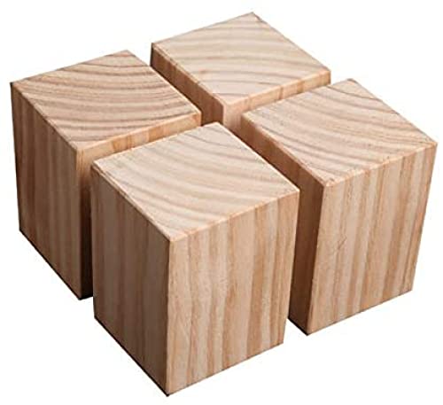 YRHH 4 Stück Möbelbeine Holz Home Block Möbelerhöhung Möbelfüße Lifter Bett Erhöhen Möbel, Aufzug Für Möbel, Holztisch Schreibtisch Bett Elevato-8×8×5cm von YRHH