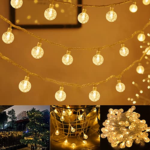 YRHome 10M Lichterkette Außen Glühbirnen Beleuchtung 80 LEDS Warmweiß Garten Lichterkette Weihnachten LED Birnen Lichterketten Wasserdicht 8 Modi für Weihnachten Party Hochzeit (Transparente Linie) von YRHome