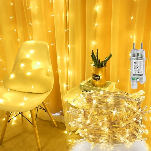 YRHome 3x3m Warmweiß Lichtervorhang LED 300 LEDs Lichterkette mit Stecker, 8 Leuchtmodi & Speicherfunktion Innen und Außen Vorhang Licht für Weihnachten Hochzeit Party Innen und außen Deko von YRHome