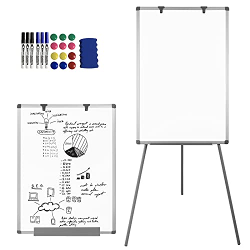 YRHome Flipchart Staffelei Whiteboard mit Ständer Flipchart Stativ 60x90cm höhenverstellbar Magnetisch Beschreibbar Abwischbar Papierhalter Präsentationstafel (Dreibein Ständer) von YRHome