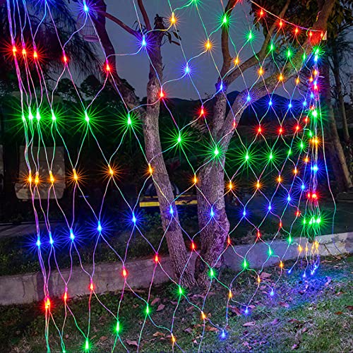 YRHome Lichternetz LED 3 x 2m Außen und Innen 8 Leuchtmodi Lichterkette Netz Bunt Lichterkettennetz IP44 Wasserfest mit Stecker für Weihnachten Halloween Hochzeit Party Garten von YRHome