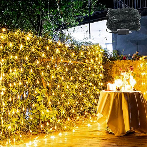 YRHome Lichternetz LED Außen und Innen 8 Leuchtmodi Lichterkette Netz Lichterkettennetz IP44 Wasserfest mit Stecker für Weihnachten Halloween Hochzeit Party Garten (6 x 2m, Warmweiß) von YRHome