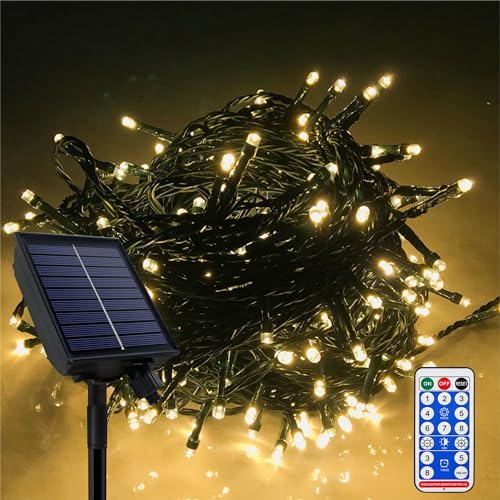 YRHome Solar Lichterkette Außen 30m 300LED Warmweiß Solar Weihnachtsbeleuchtung Lichterketten Aussen Solarlichterkette mit 8 Modi Timer Speicherfunktion IP44 Wasserdicht für Hochzeit Weihnachten von YRHome