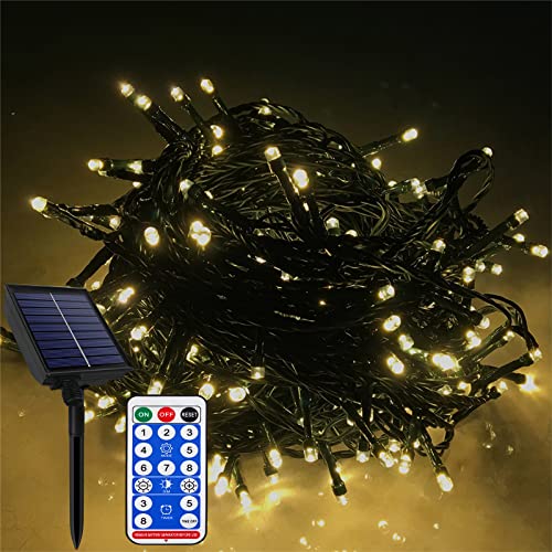 YRHome Solar Lichterkette Außen 50m 500LED Warmweiß Solar Weihnachtsbeleuchtung Lichterketten Aussen Solarlichterkette mit 8 Modi Timer Speicherfunktion IP44 Wasserdicht für Hochzeit Weihnachten von YRHome