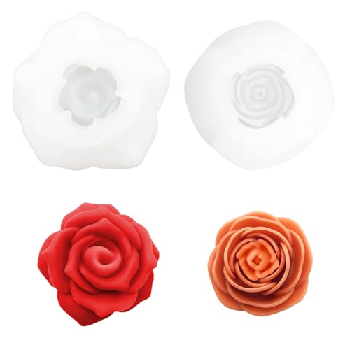 YRIHJIXQ 2Stück Blumen Silikonformen Gießformen Kerzenformen zum Gießen Rosen Kerzen Rose Form von YRIHJIXQ