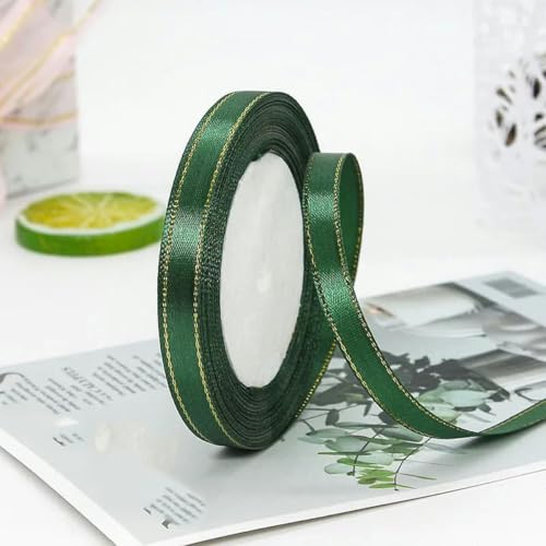 (25 Yards/Rolle) Satinband mit goldenem Rand, Dekoration für Hochzeitsfeiern, Einladungskarten, Geschenkband, 49–15 mm von YRJKU