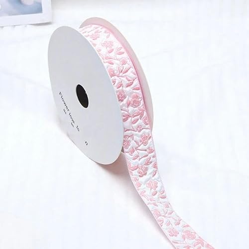 10 Yards/Rolle Geprägte Rosenbänder Ripsband zum Verpacken aus Polyesterband Handgefertigte DIY-Schleife Hochzeitsfeier Heimdekoration-Rosa-10 Rollen von YRJKU