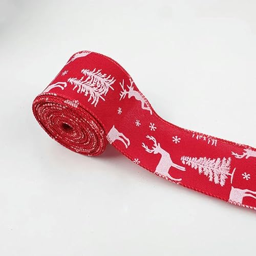 10 Yards Weihnachtsband Ornament Imitation Hanf mit Eisendrahtrand Weihnachtsband Schneemann Elch 6,3 cm-13-10 Yards von YRJKU